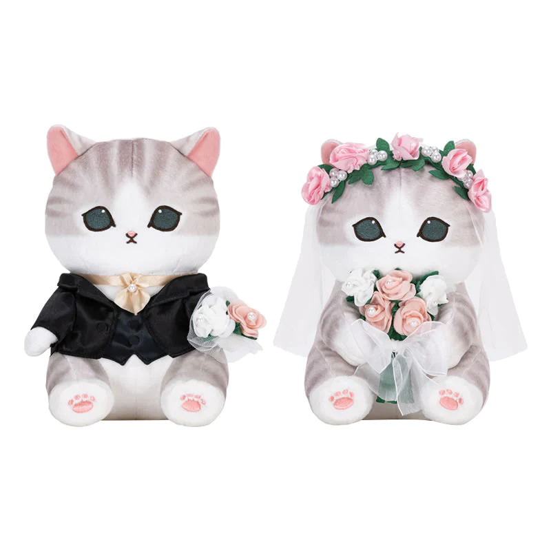 mofusand モフサンド ウェディング ぬいぐるみ 完全受注品 にゃんこのウエディングペアぬいぐるみ – グレイ・パーカー